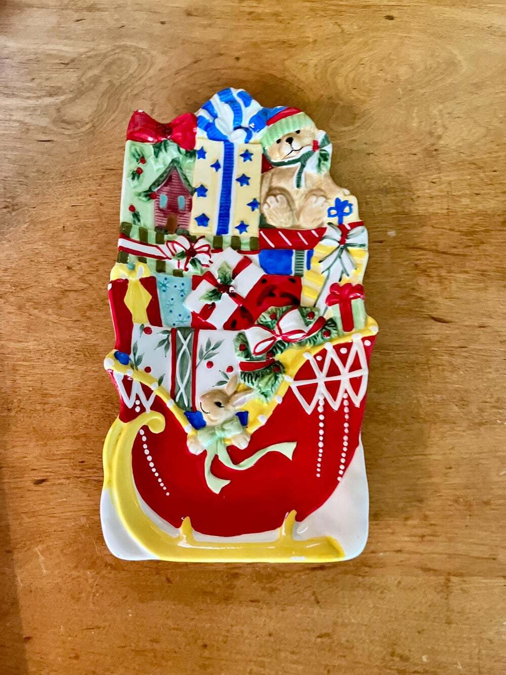 Fitz and Floyd Christmas Dish | 11” x 6” Ceramic Holiday Tray | Festive Table De
